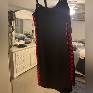 Black and red checker bodycon dress
